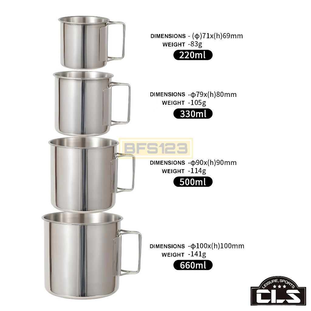 Set MUG Gelas Kopi Teh Air Minum Camping isi 4 Pcs Plus Pouch Bag 220 ml 330 ml 500 ml 660 ml