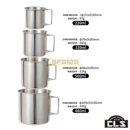 Set MUG Gelas Kopi Teh Air Minum Camping isi 4 Pcs Plus Pouch Bag 220 ml 330 ml 500 ml 660 ml