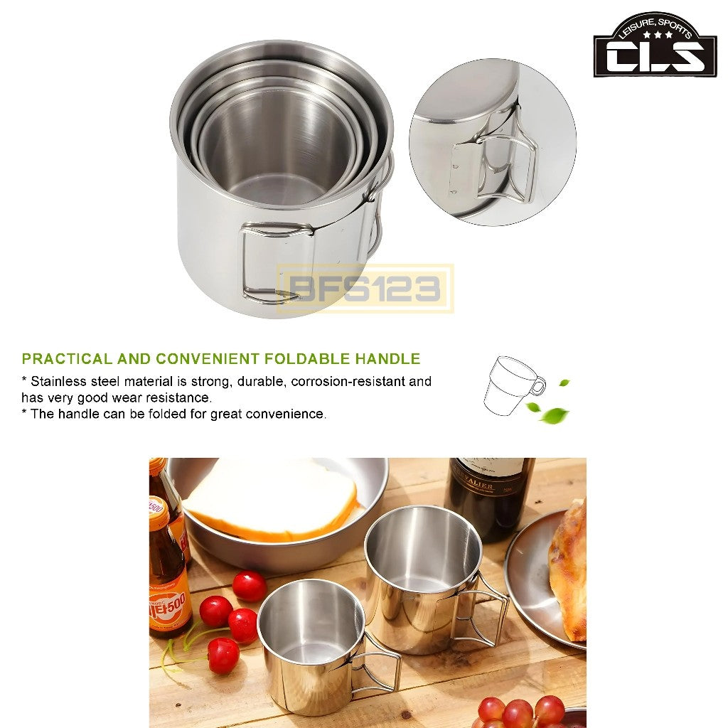 Set MUG Gelas Kopi Teh Air Minum Camping isi 4 Pcs Plus Pouch Bag 220 ml 330 ml 500 ml 660 ml