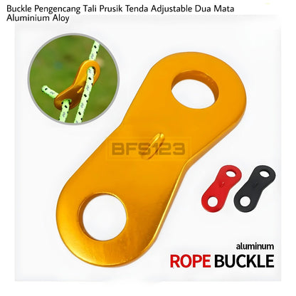 Buckle Pengencang Tali Prusik Tenda Adjustable Dua Mata Aluminium Aloy