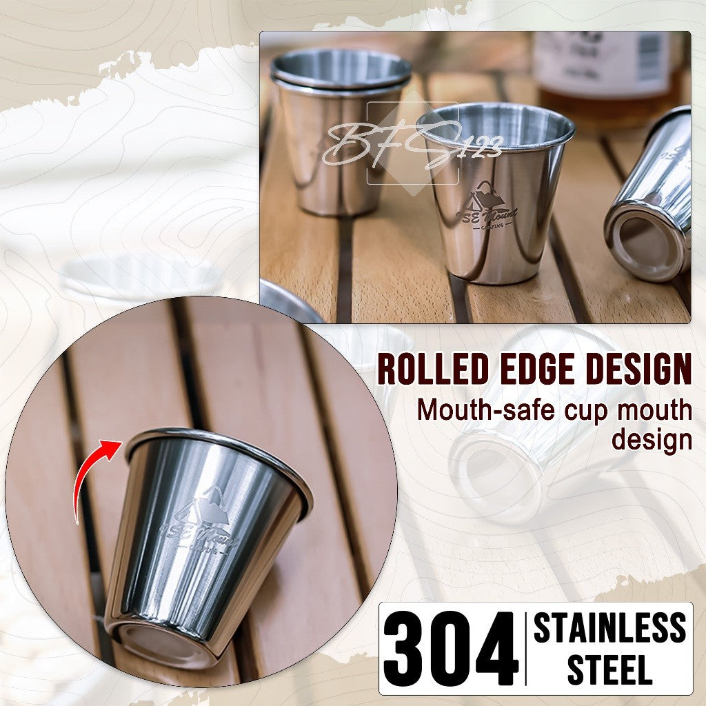 4 Pcs Gelas Sloki Stainless 304 Camping Outdoor 80 ml ISE Mount Plus Storage Bag