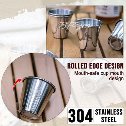 4 Pcs Gelas Sloki Stainless 304 Camping Outdoor 80 ml ISE Mount Plus Storage Bag