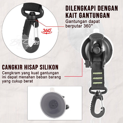 Gantungan Suction Cup Pengait Tali Flysheet Tenda Carabiner Gantung Barang Camping Outdoor Campervan