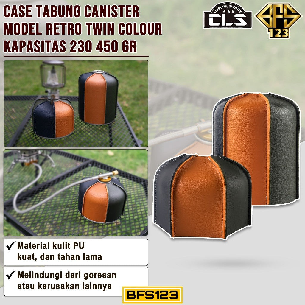 Cover Tabung Gas Canister Pelindung Anti Gores Model Retro Twin Colour Kapasitas 230 gr 450 gr Camping Hiking