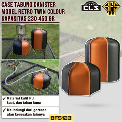 Cover Tabung Gas Canister Pelindung Anti Gores Model Retro Twin Colour Kapasitas 230 gr 450 gr Camping Hiking