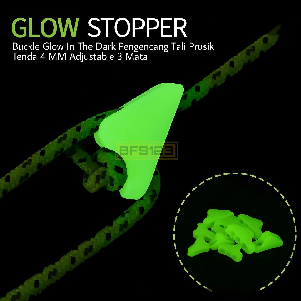 Buckle Glow In The Dark Pengencang Tali Prusik Tenda Adjustable