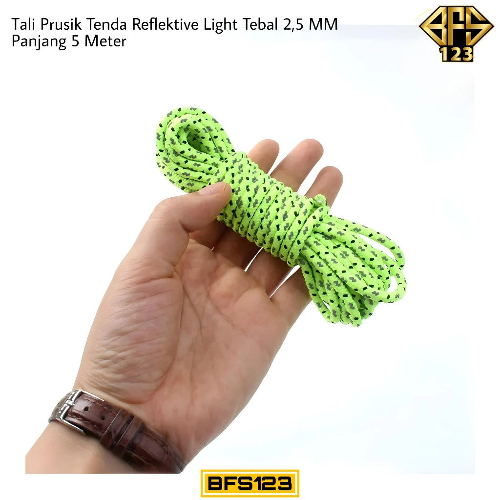 Tali Prusik Tenda Reflektive Light Tebal 2,5 MM Panjang 5 Meter