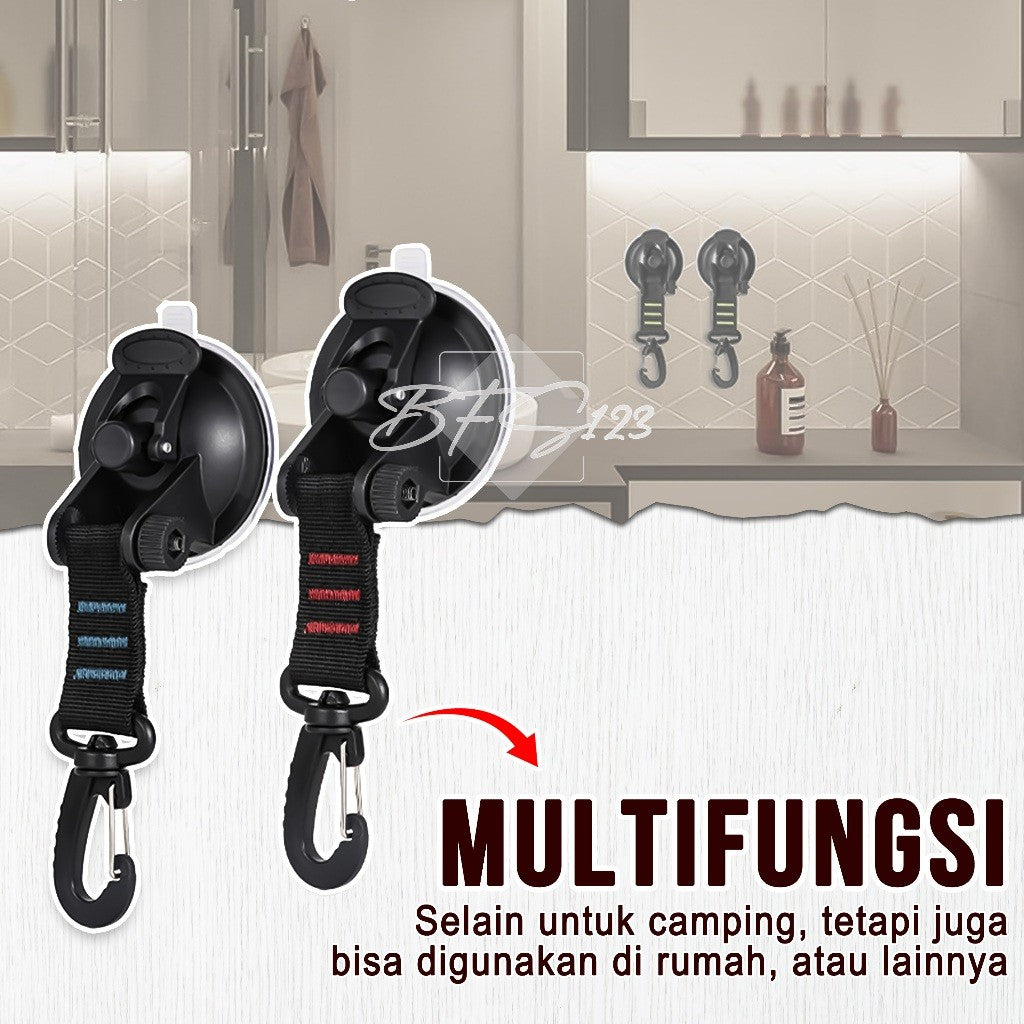 Gantungan Suction Cup Pengait Tali Flysheet Tenda Carabiner Gantung Barang Camping Outdoor Campervan
