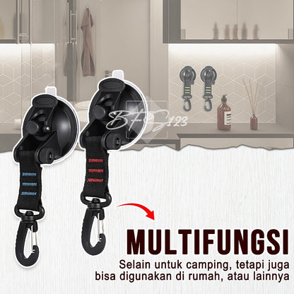 Gantungan Suction Cup Pengait Tali Flysheet Tenda Carabiner Gantung Barang Camping Outdoor Campervan