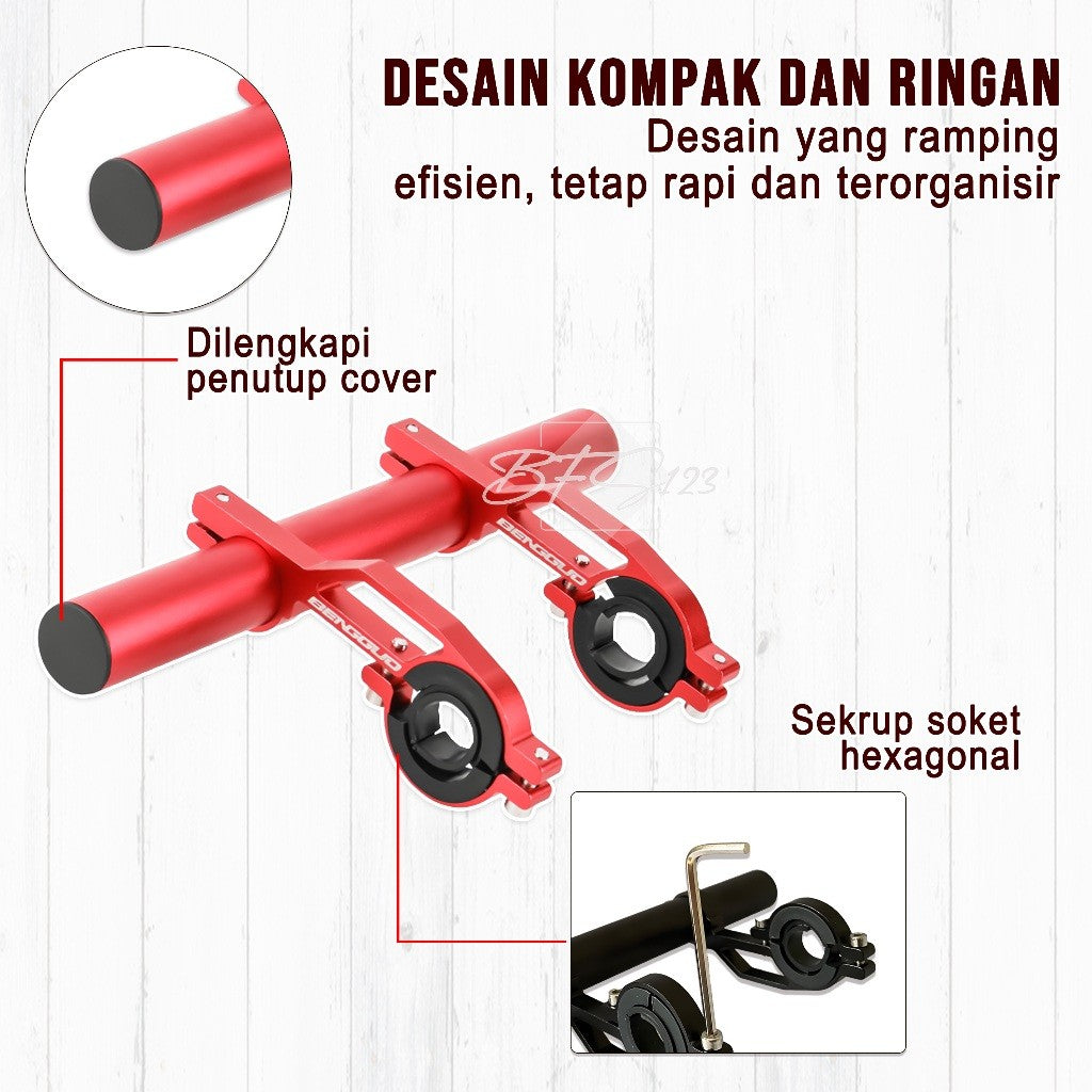 Breket Ekstension Handlebar Stang Motor BG01 Multifungsi Bracket Ekstension Holder HP Motor Peninggi Holder Aluminium Aloy