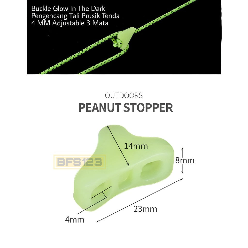Buckle Glow In The Dark Pengencang Tali Prusik Tenda Adjustable