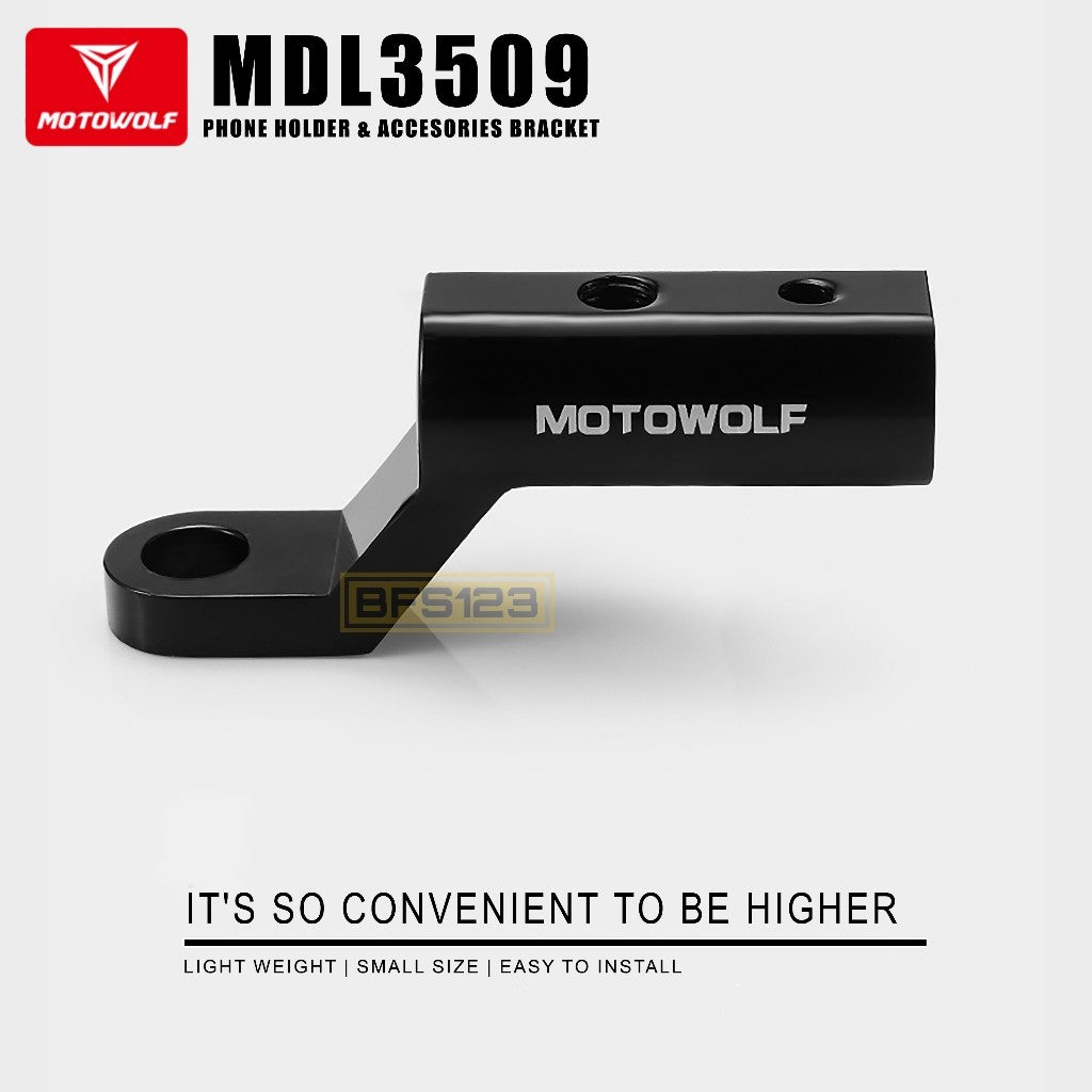 MOTOWOLF Bracket Spion Original Lampu Senter Holder HP Aluminium Aloy