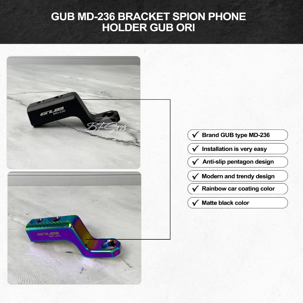 Bracket Spion GUB MD-236 Aluminium Aloy kuat Tahan Karat Bracket Phone Holder GUB Ori