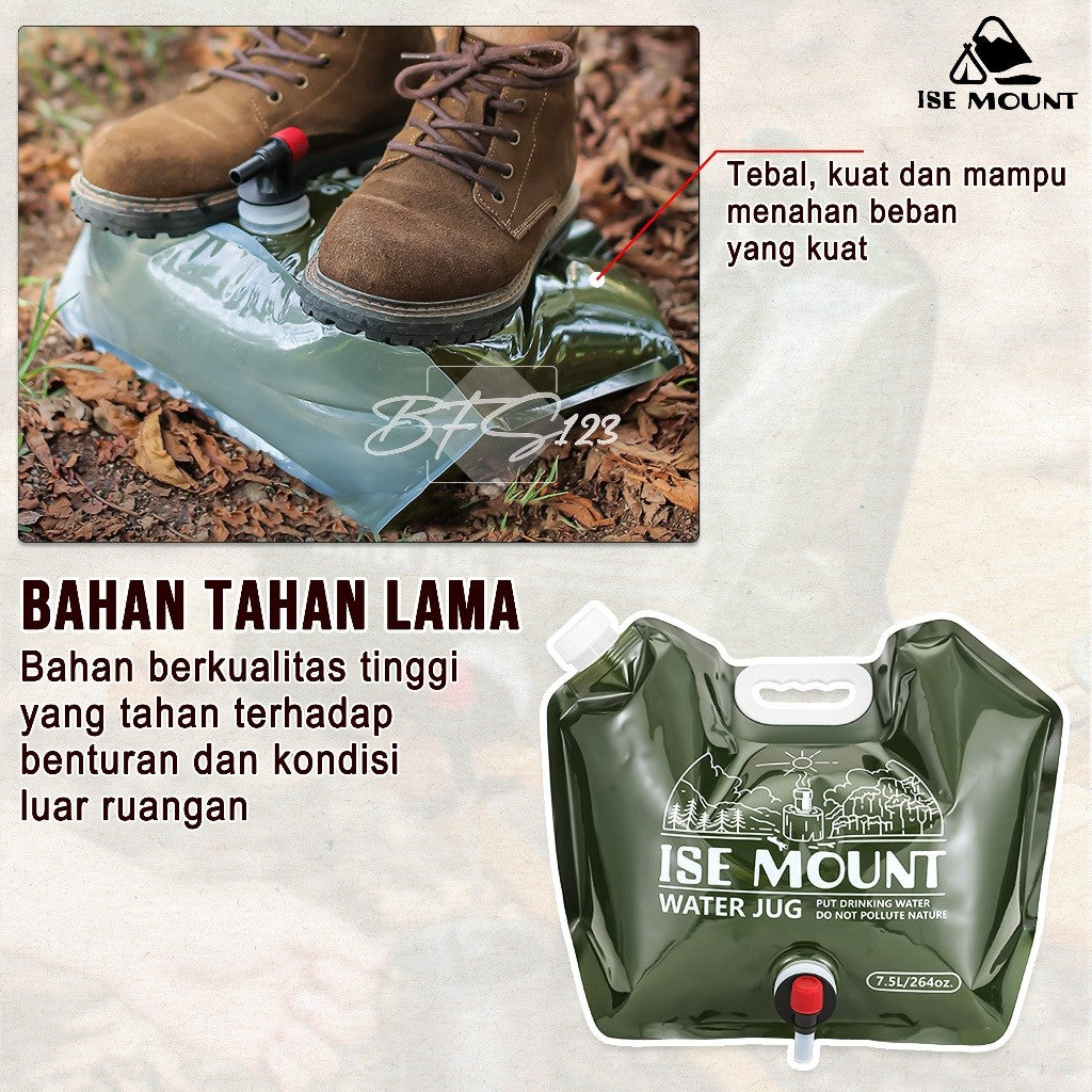 Water BAG Kantong Air Minum Lipat Tempat Air Minum Camping Hiking 7,5 Liter Ise Mount