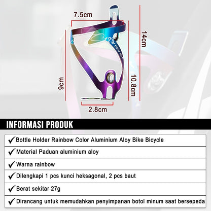 Bottle Cage Aluminium Aloy Rainbow Tempat Botol Minum Motor Sepeda Bottle Holder Bike Bicycle Free 2 Pcs Baut