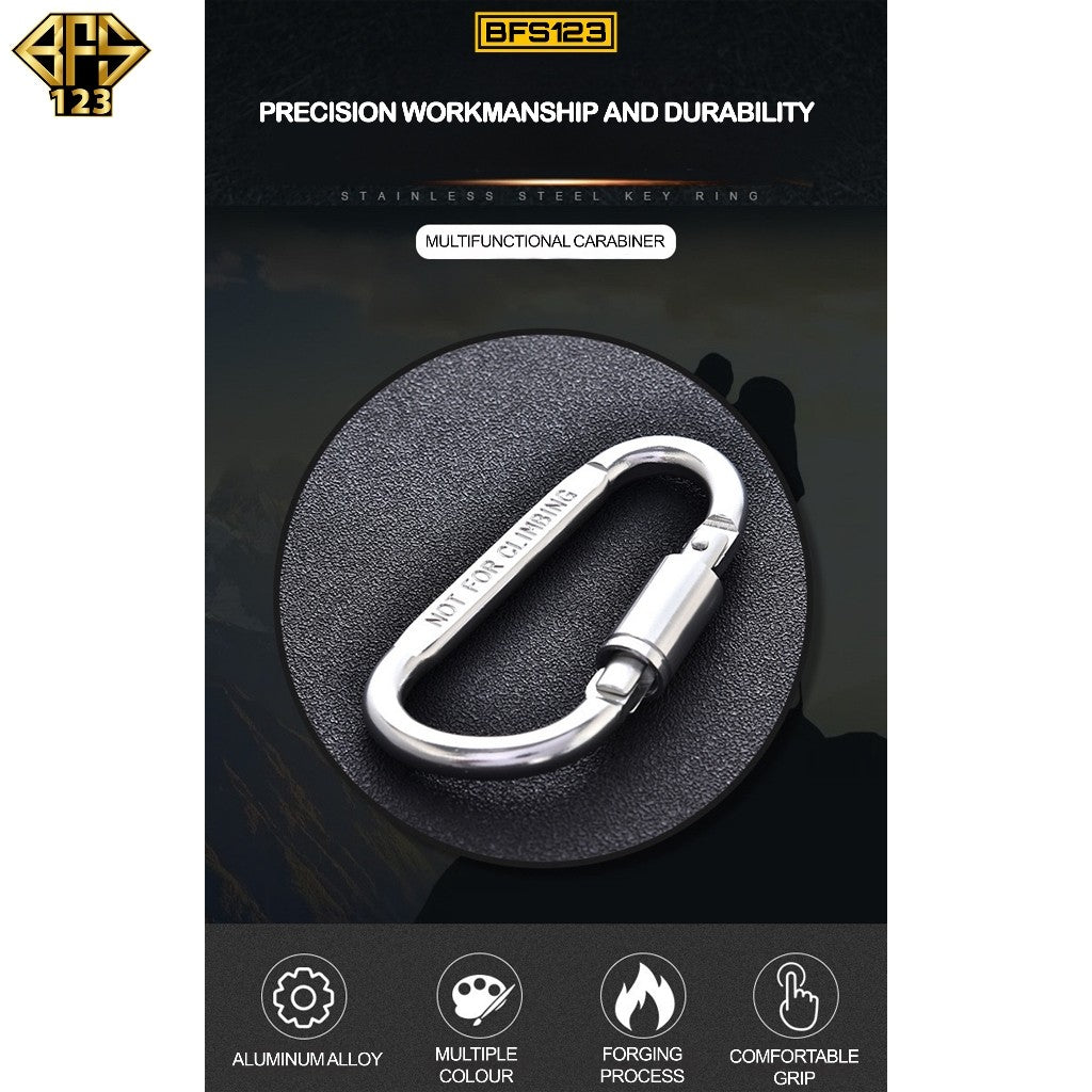 Carabinner Aluminium Type D Size 8 Cm Drat Pengunci Model Pipih