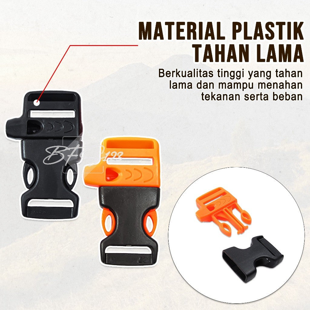 Kunci Sodok Whistle 2 Cm Multifungsi Outdoor Hiking Buckle Plastik
