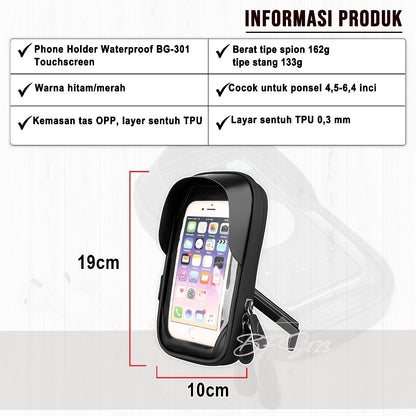 Phone Holder Waterproof BG-301 Touchscreen All Rotate 360 Phone Size Up to 6.4 Inch