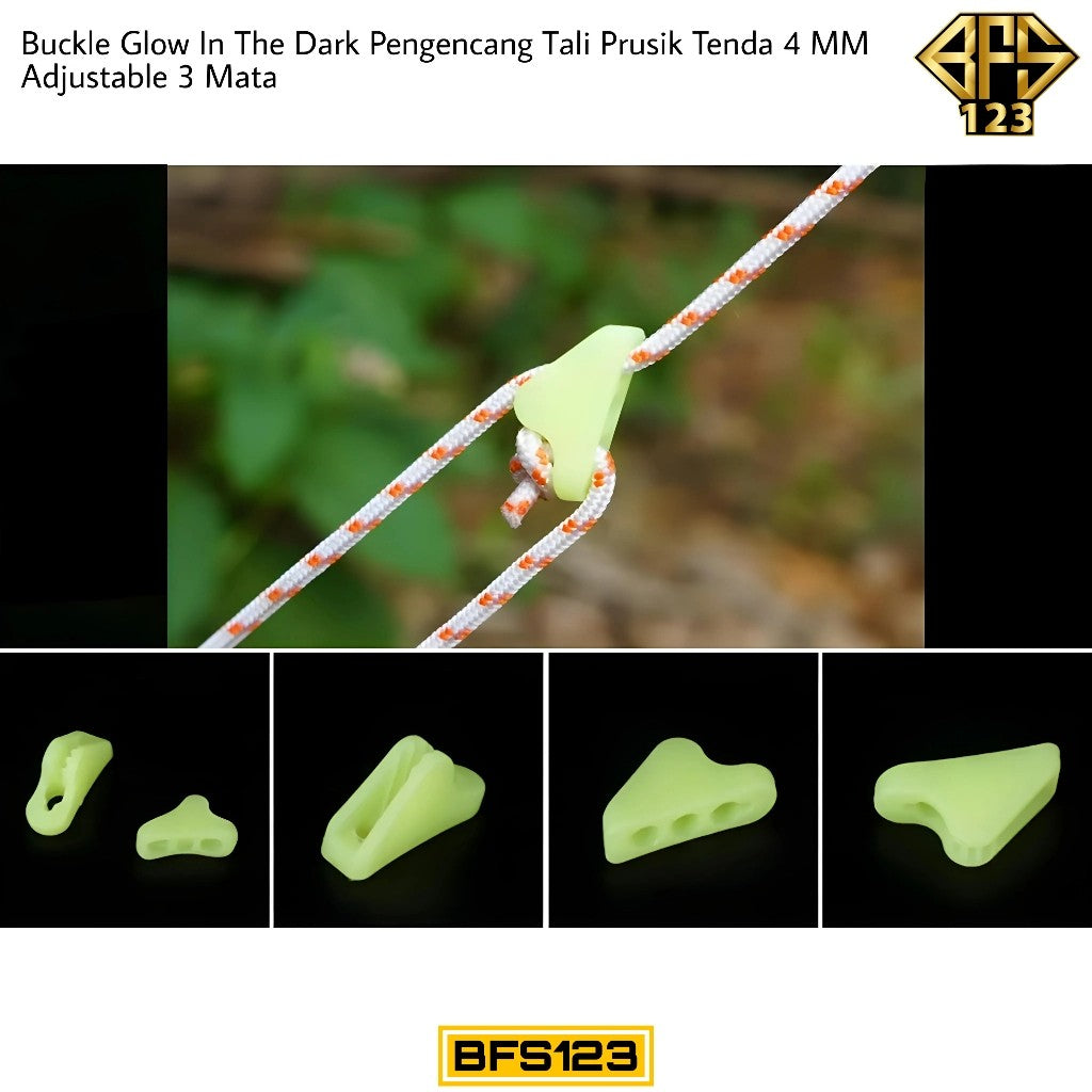 Buckle Glow In The Dark Pengencang Tali Prusik Tenda Adjustable