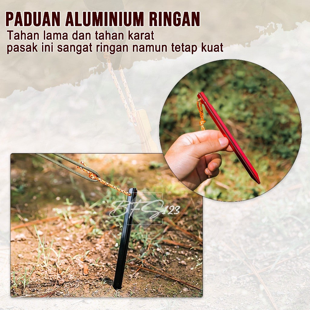 Pasak Tenda Aluminium Ultralight Model Y 18 Cm Plus Tali Prusik Camping Hiking Outdoor