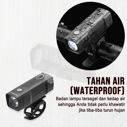Lampu Depan Sepeda LED BG-2257 Waterproof 100 Lumens Battery Charge Isi Ulang 500 mAh
