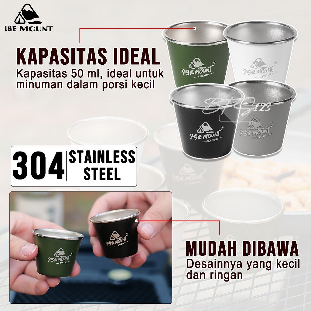 Gelas Sloki Stainless 50 ml 304 Camping Hiking outdoor Ise Mount