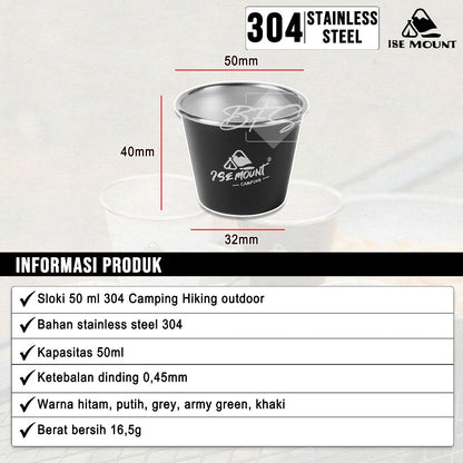 Gelas Sloki Stainless 50 ml 304 Camping Hiking outdoor Ise Mount