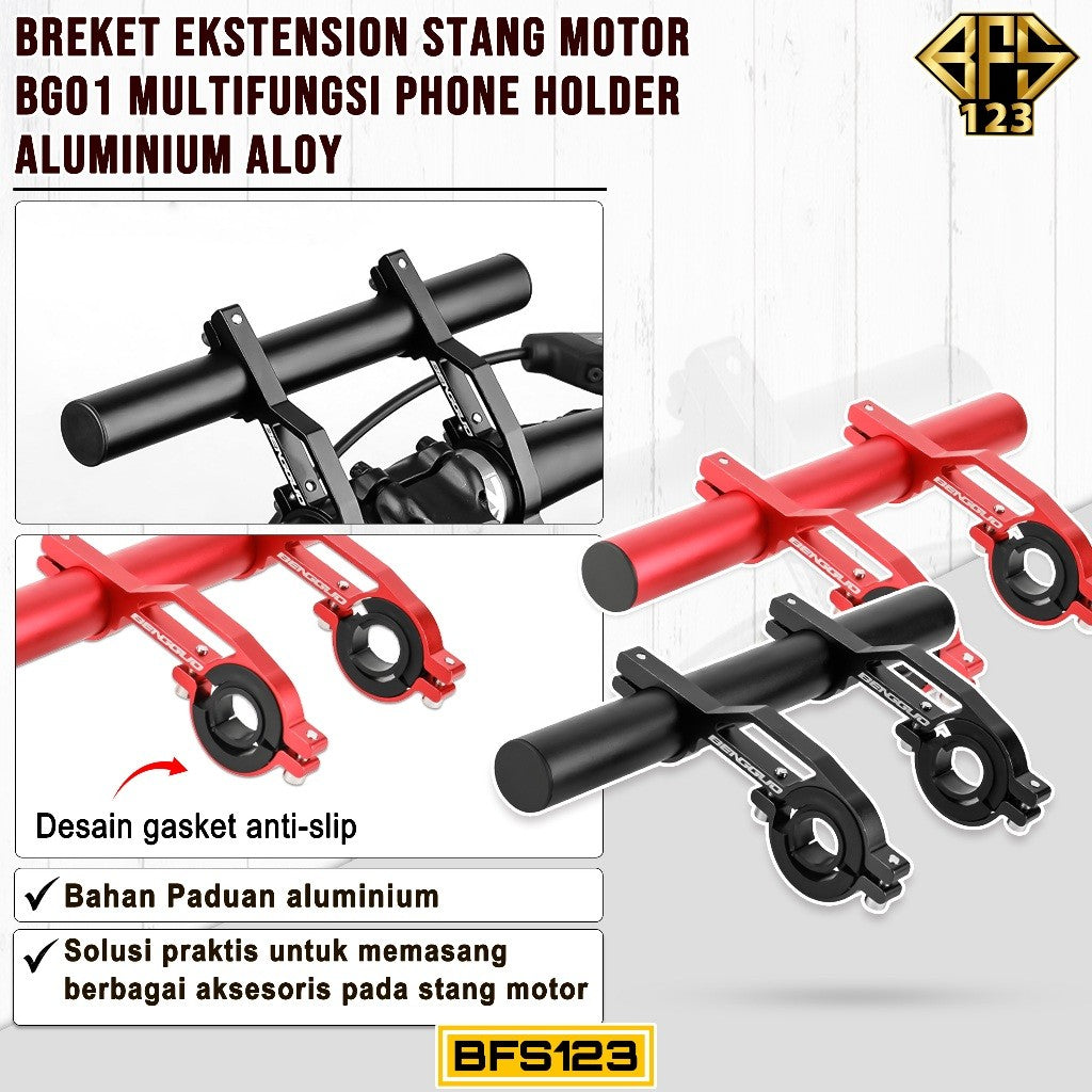 Breket Ekstension Handlebar Stang Motor BG01 Multifungsi Bracket Ekstension Holder HP Motor Peninggi Holder Aluminium Aloy