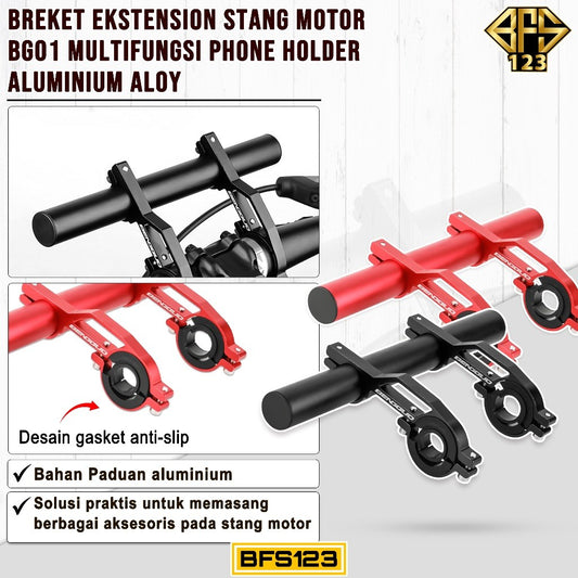Breket Ekstension Handlebar Stang Motor BG01 Multifungsi Bracket Ekstension Holder HP Motor Peninggi Holder Aluminium Aloy