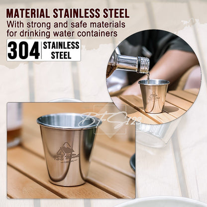 4 Pcs Gelas Sloki Stainless 304 Camping Outdoor 80 ml ISE Mount Plus Storage Bag