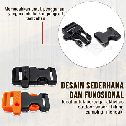Kunci Sodok Whistle 2 Cm Multifungsi Outdoor Hiking Buckle Plastik