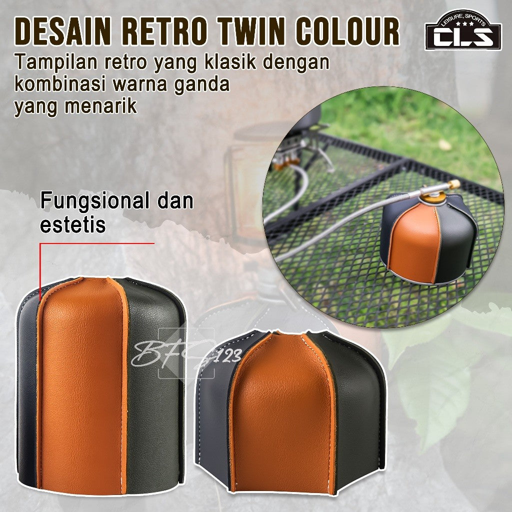 Cover Tabung Gas Canister Pelindung Anti Gores Model Retro Twin Colour Kapasitas 230 gr 450 gr Camping Hiking