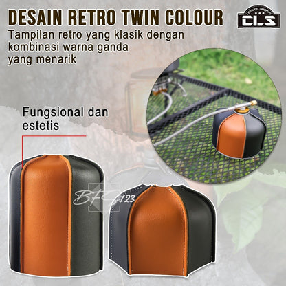 Cover Tabung Gas Canister Pelindung Anti Gores Model Retro Twin Colour Kapasitas 230 gr 450 gr Camping Hiking