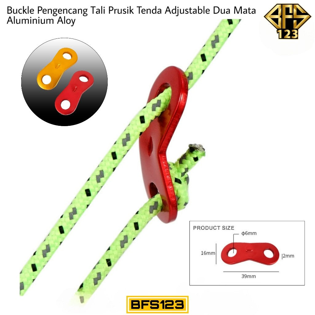 Buckle Pengencang Tali Prusik Tenda Adjustable Dua Mata Aluminium Aloy
