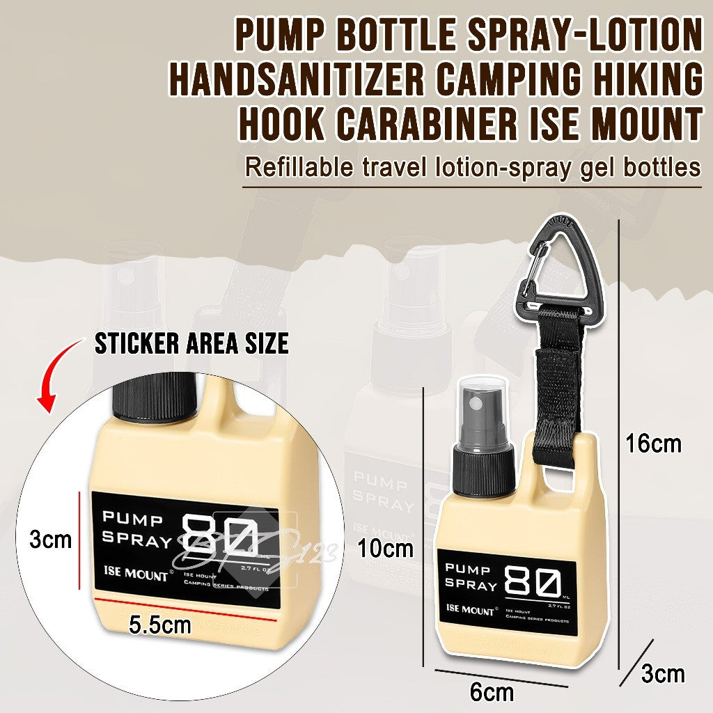 Botol Pump Spray Lotion Handsanitizer Camping Hiking Hook Carabiner Ise Mount