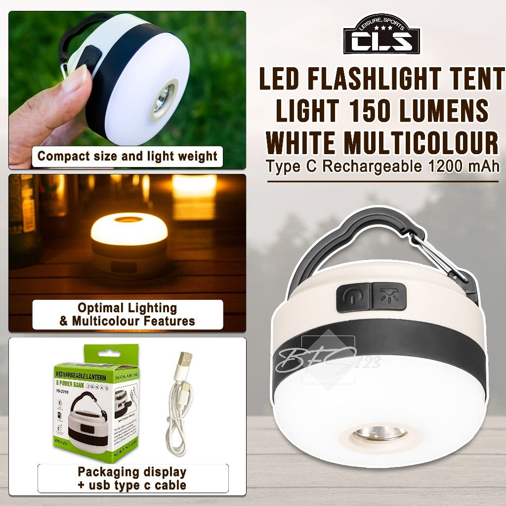 Lampu Tenda Gantung Senter LED IPX4 Waterproof Multicolour Light Rechargeable Type-C 1200 mAh CLS
