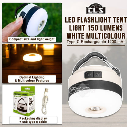 Lampu Tenda Gantung Senter LED IPX4 Waterproof Multicolour Light Rechargeable Type-C 1200 mAh CLS
