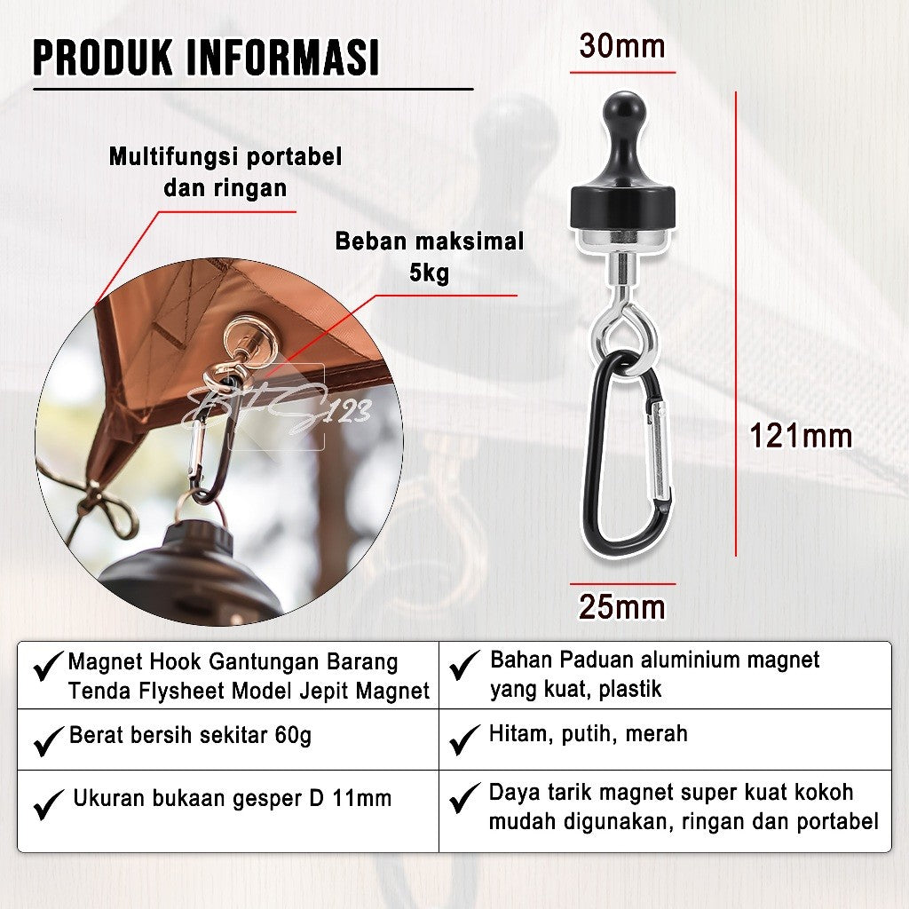 Magnet Hook Gantungan Barang Tenda Flysheet Model Jepit Magnet