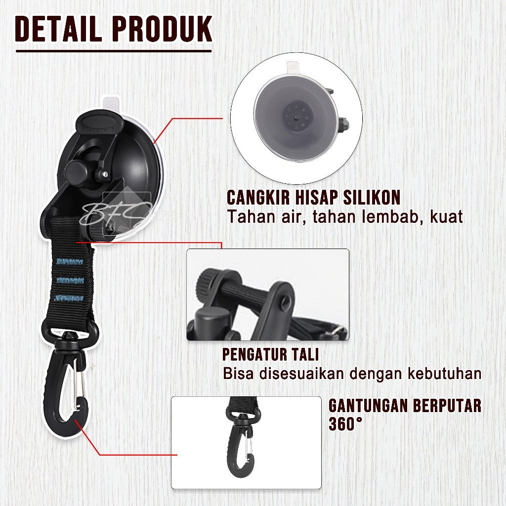 Gantungan Suction Cup Pengait Tali Flysheet Tenda Carabiner Gantung Barang Camping Outdoor Campervan