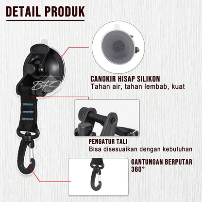 Gantungan Suction Cup Pengait Tali Flysheet Tenda Carabiner Gantung Barang Camping Outdoor Campervan