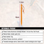Pasak Tenda Aluminium Ultralight Model Y 18 Cm Plus Tali Prusik Camping Hiking Outdoor