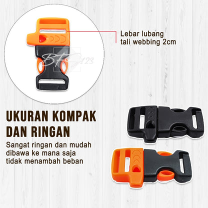 Kunci Sodok Whistle 2 Cm Multifungsi Outdoor Hiking Buckle Plastik