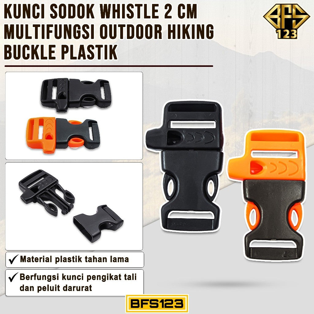 Kunci Sodok Whistle 2 Cm Multifungsi Outdoor Hiking Buckle Plastik