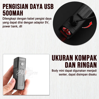Lampu Depan Sepeda LED BG-2257 Waterproof 100 Lumens Battery Charge Isi Ulang 500 mAh