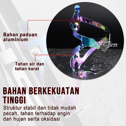 Bottle Cage Aluminium Aloy Rainbow Tempat Botol Minum Motor Sepeda Bottle Holder Bike Bicycle Free 2 Pcs Baut