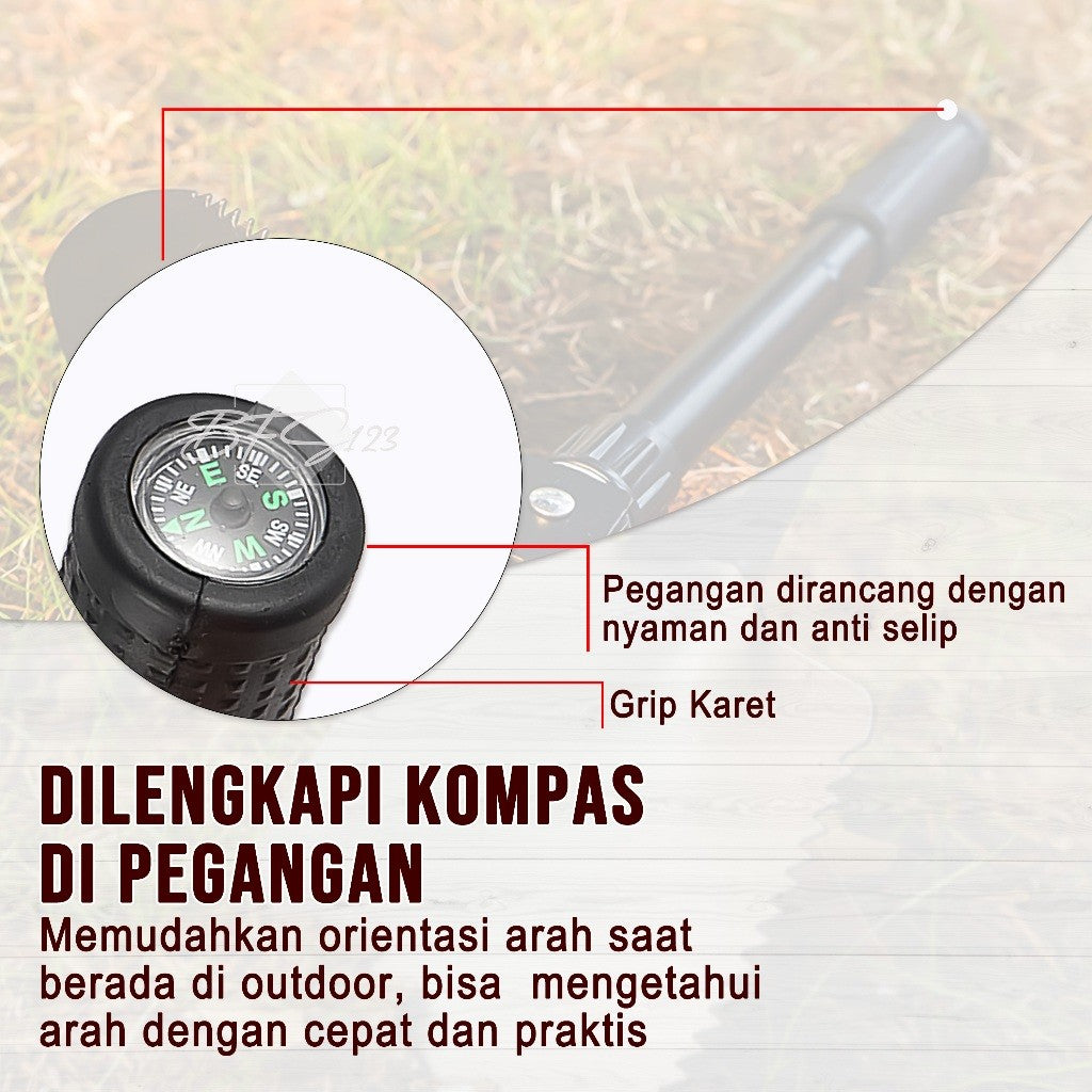 Sekop Cangkul Pacul Lipat Portable Camping Hiking Shovel SCFS-63 With Storage Bag Selpa