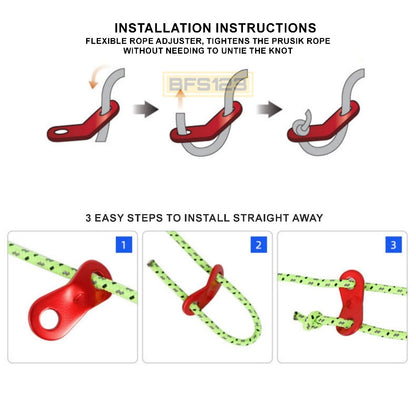 Buckle Pengencang Tali Prusik Tenda Adjustable Dua Mata Aluminium Aloy