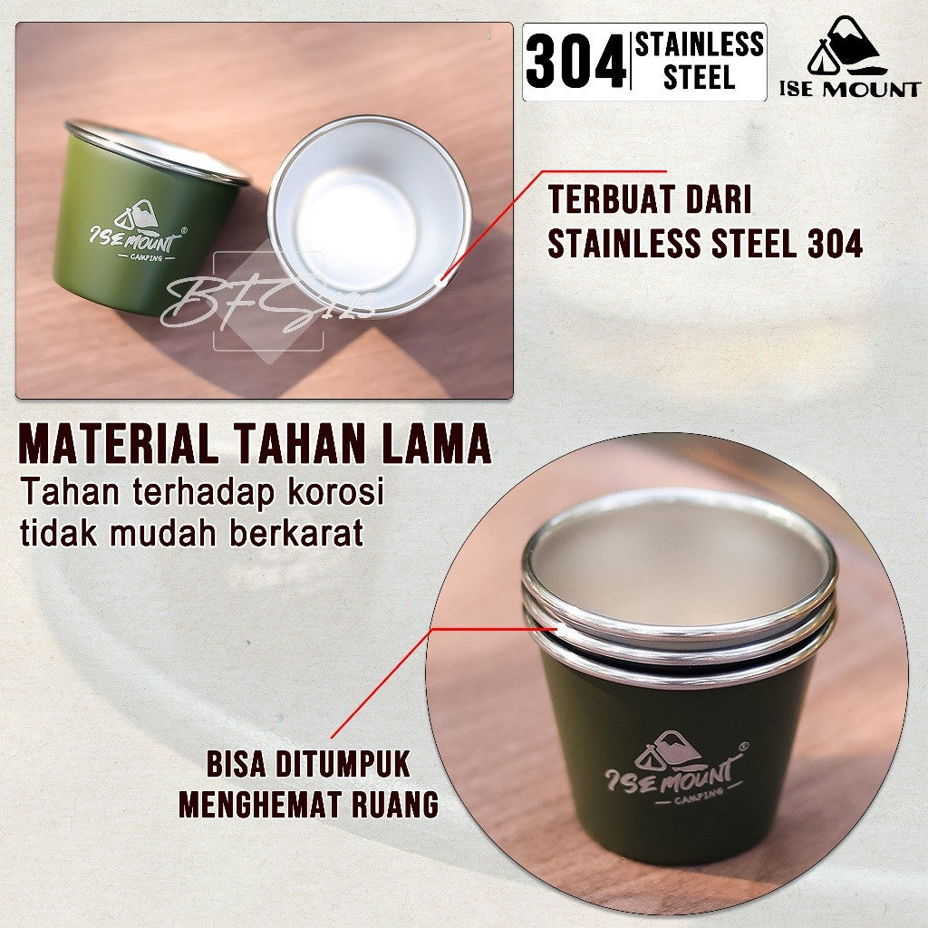Gelas Sloki Stainless 50 ml 304 Camping Hiking outdoor Ise Mount