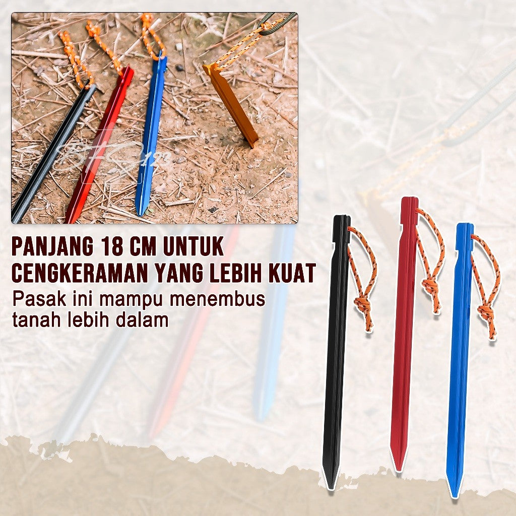 Pasak Tenda Aluminium Ultralight Model Y 18 Cm Plus Tali Prusik Camping Hiking Outdoor