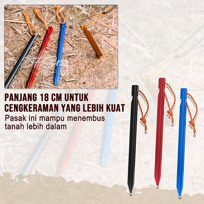Pasak Tenda Aluminium Ultralight Model Y 18 Cm Plus Tali Prusik Camping Hiking Outdoor